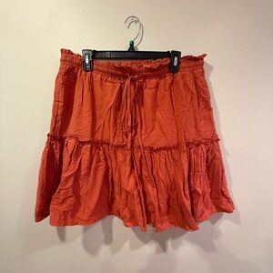 Amazon Women's terricotta Midi Skirt with drawstring waist